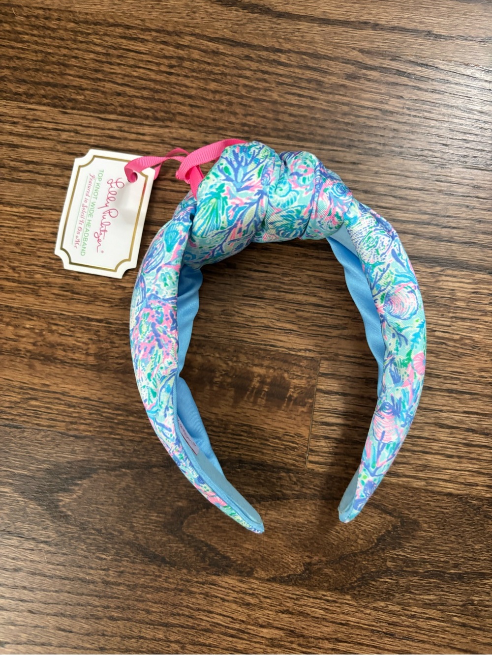 Lilly Pulitzer Padded Floral Headband in Light Blue with Pink & Green Accents